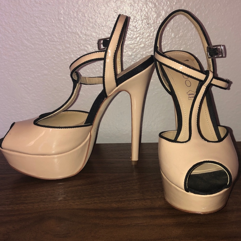 Black and blush heels